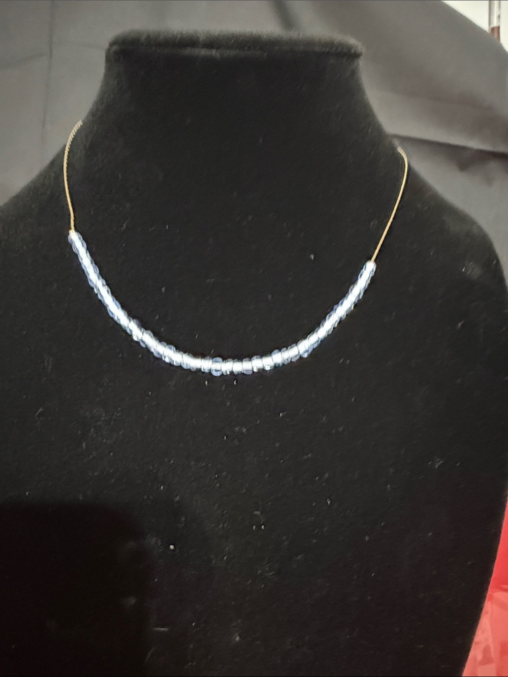 Light Blue Beaded Minimalist Necklace for Women